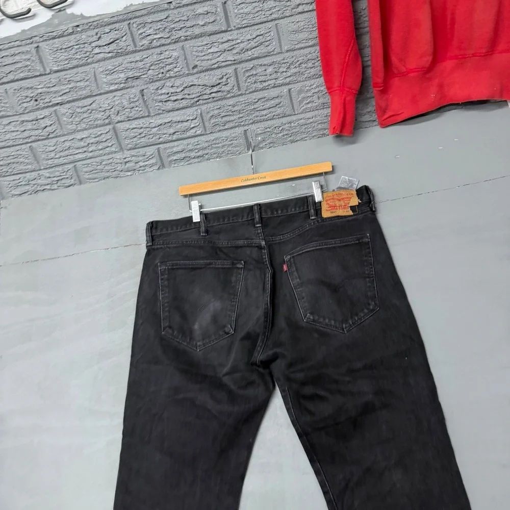 Levis 501 Original Fit Mens Faded Black Straight Leg Button Fly Jeans 40x32